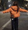 鴨鴨官方正品短款羽絨服女士2025年新品小個(gè)子潮流寬松連帽面包服外套 日光橘色 M (160) 【建議105-125斤】 曬單實(shí)拍圖