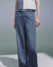 UR2025夏季新款女裝拼接格紋木耳邊闊腿牛仔長(cháng)褲UYY850115 霧霾藍 27 曬單實(shí)拍圖