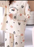 浪莎全棉睡衣女春秋季長(cháng)袖長(cháng)褲套裝可外穿可愛(ài)純棉帶胸墊女士家居服 曬單實(shí)拍圖