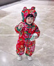 G.duck小黃鴨?wèn)|北大花布嬰兒童裝棉服套裝兒童過(guò)年服衣服棉衣寶寶連體衣 紅色 90cm 曬單實(shí)拍圖