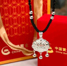 中國黃金（CHINA GOLD）足銀平安鎖銀項鏈鈴鐺女款寶寶長(cháng)命鎖吊情人節生日禮物送女朋友 平安鎖吊墜【默認黑繩-品牌禮盒】 曬單實(shí)拍圖