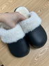 樸西室外防水棉拖鞋冬季保暖可拆卸情侶棉拖舒絨棉可拆卸室內棉拖女 黑色 40-41 曬單實(shí)拍圖