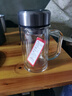 高硼硅雙層加厚茶水分離辦公杯大容量泡茶杯把手雙層加厚茶杯硬厚 鋼蓋辦公杯 400ml 1只 曬單實(shí)拍圖