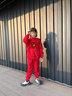 千丫丫兒童紅色衛衣套裝加絨馬年本命年衣服2026男童女童新年拜年服外套 紅衣+紅褲-四方來(lái)?！敬呵铩?140 cm 推薦【62-70斤】 曬單實(shí)拍圖