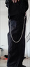 凌卡戚高街工裝褲子韓版寬松休閑束腳九分褲男女個(gè)性街頭嘻哈闊腿直筒褲 黑色鐵鏈+掛帶 S 曬單實(shí)拍圖