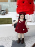 班喜迪女童連衣裙秋冬裝洋氣女寶寶周歲禮服兒童公主裙套裝冬季加絨裙子 紅色 90 曬單實(shí)拍圖