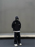 NEW OR MODE傘兵褲男hiphop潮流美式條紋運動(dòng)褲子高街vibe風(fēng)直筒垂感休閑長(cháng)褲 黑色 XL 曬單實(shí)拍圖