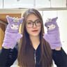 目丸可愛(ài)卡通半指翻蓋毛絨手套女生冬天加絨加厚保暖防寒學(xué)生冬季必備 曬單實(shí)拍圖