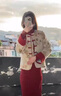 恒源祥新中式國風(fēng)套裝女夾棉提花外套旗袍連衣裙兩件套裙子秋冬新款女裝 夾棉+酒紅色 兩件套 M 曬單實(shí)拍圖