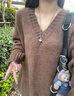 妖精的口袋「94%綿羊毛」8色v領(lǐng)寬松毛衣女2025秋新款慵懶風(fēng)軟糯 中煙灰色 M 曬單實(shí)拍圖
