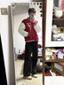 逐夢(mèng)顏（ZHUMENGYAN）棒球服男春秋高街潮牌美式拼接撞色釘珠皮袖夾克寬松百搭休閑外套 紅色【前刺繡后釘珠雙升級款】 M 曬單實(shí)拍圖