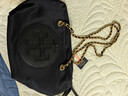湯麗柏琦（Tory Burch）品牌徽標 Ella 編織鏈 帶尼龍 托特包手提 單肩包 小號 女包 黑色160183-001（現貨） 曬單實(shí)拍圖
