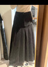 鷺青一原創(chuàng  )【八音盒】毛呢半身裙女秋冬復古設計感顯瘦a字百褶裙 黑灰色 M 曬單實(shí)拍圖
