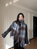 森上優(yōu)集圍巾女士秋冬季2025新款學(xué)生潮流保暖圍脖格子款披肩送女朋友禮物 漸變格子圍巾【藍咖色】 曬單實(shí)拍圖