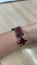 watchbond適用蘋(píng)果Apple iwatch s11手表s10表帶s9/s8女士款四葉花草磁吸扣真皮表帶s7/SE女生42mm牛皮腕帶 小蠻腰真皮-四葉草磁吸扣-酒紅-淺金紅花 44/45/46 曬單實(shí)拍圖