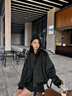 哈魯迪美式復古棒球服外套女秋冬新款韓系寬松慵懶休閑百搭加絨夾克上衣 深灰色 M （90-105斤） 曬單實(shí)拍圖