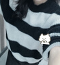 妙奕嘉仿水貂絨毛衣黑白條紋毛衣女士冬天外穿毛衣內搭針織衫女裝上衣 高級感撞色條紋毛衣【黑白】均碼（建議90-120斤） 曬單實(shí)拍圖