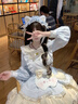 夢(mèng)動(dòng)甜美Lolita裙洛麗塔重工撞色拼接蕾絲蓬蓬連衣裙蝴蝶結圍裙兩件套 藍黃色長(cháng)袖+【全套配飾】+飛機盒 S 【建議80斤-90斤】 曬單實(shí)拍圖