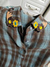 飛鳥(niǎo)和新酒繡花格子襯衫女寬松2024冬季新款短款寬松復古上衣 格子棕褐HMJ04 L 曬單實(shí)拍圖