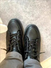 啄木鳥(niǎo)冬季男鞋加絨廚師鞋子男款韓版百搭防滑黑色皮鞋休閑加厚保暖棉鞋 黑色（加絨加厚） 42 曬單實(shí)拍圖