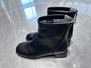 卓詩(shī)尼粗跟短靴女2025新款秋冬馬丁靴單靴裸靴加絨瘦瘦靴方頭時(shí)裝女靴子 黑色-絨里 39 曬單實(shí)拍圖