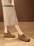 妙麗（Millies）復古真皮勃肯鞋女加絨加厚保暖內增高毛毛鞋東北大棉鞋 駝色 39 曬單實(shí)拍圖