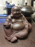 畔敘豆紫砂茶寵彌勒佛可養茶桌擺件全手工笑佛擺件精品小和尚茶玩 托寶彌勒佛原礦紫泥中號 曬單實(shí)拍圖