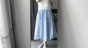 UR夏季新款女裝歐若風(fēng)休閑百搭捏褶長(cháng)款半裙UWH550030 天藍 XS 曬單實(shí)拍圖