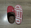 棉拖鞋女冬季中老年人室內家居鞋厚底防滑皮面防水加絨保暖拖鞋男 【P739】紅色（女款） 36-37 適合35-36的腳 曬單實(shí)拍圖