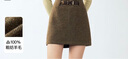 朗姿純羊毛法式復古短款裙子短裙冬季新款a字氣質(zhì)高腰半身裙女 卡其綠色 M 曬單實(shí)拍圖