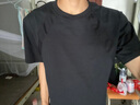 迪伽達黑色小領(lǐng)口boxy短袖男士夏季新款美式拼接太空棉t恤索羅娜半袖 CQS-1438黑色 L 曬單實(shí)拍圖