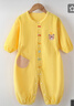 繽麗貓寶寶爬爬服秋冬款一體式連體罩衣哈衣爬行男童女童外穿防臟外套 連體罩衣-可愛(ài)數字黃色 80cm 曬單實(shí)拍圖