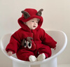 G.duck小黃鴨童裝嬰兒衣服秋冬加絨新生兒連體衣寶寶冬裝棉服毛毛衣外套 紅色拜年服24356 80cm 80碼7-11月(建議寶寶75-)cm 曬單實(shí)拍圖