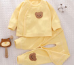 小三月德絨嬰兒保暖內衣套裝春秋季男女小寶寶開(kāi)衫秋衣秋褲分體套裝開(kāi)襠 R01-S+R01-K黃色 80碼，建議17-21斤 曬單實(shí)拍圖