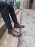 切爾西靴男士高幫英倫風(fēng)馬丁靴男款布洛克冬季真皮復古百搭短靴子 深棕色 41 標準皮鞋碼(真皮內里)8607 曬單實(shí)拍圖