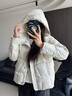 玖姿·安娜蔻休閑通勤減齡連帽短款發(fā)熱鵝絨羽絨服女2025冬季新款 米白 M 曬單實(shí)拍圖
