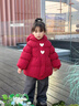 班喜迪女童棉服冬裝2025辛苦女寶寶新年衣服兒童冬季外套加厚保暖拜年服 紅色 100 曬單實(shí)拍圖