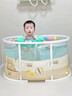 雅親（YAQIN）嬰兒游泳桶大人折疊收納泡澡桶兒童家用成人大號浴缸游泳池洗澡桶 超大號100cm-成人可用【免安裝】+小熊脖圈 曬單實(shí)拍圖