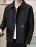 皮爾卡丹（pierre cardin）外套男春秋季潮流翻領(lǐng)休閑工裝夾克男士外穿衣服男裝 黑色 L  曬單實(shí)拍圖