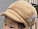 伊米倫寶寶鴨舌帽秋冬時(shí)尚洋氣兒童八角帽貝雷帽燈芯絨嬰兒棒球帽 卡其色 48/50CM建議1-2歲 曬單實(shí)拍圖