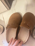 厚底休閑懶人鞋女勃肯鞋皮拖透氣時(shí)裝鞋一腳蹬女秋冬包頭半拖鞋女 卡其色 加絨款 37 曬單實(shí)拍圖
