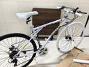 EG7 變速死飛山地車(chē)自行車(chē)成人實(shí)心胎輕便單車(chē)活飛公路賽車(chē)學(xué)生男女 24速40刀-白黑白【加粗加厚】 曬單實(shí)拍圖