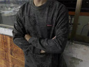 京西藍靛2024春秋新款設計感滿(mǎn)印無(wú)帽衛衣男加大加厚寬松大碼胖子男士外套 深灰色 L 體重120-140斤 曬單實(shí)拍圖