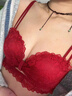 拉夏貝爾（La Chapelle）無(wú)鋼圈小胸聚攏性感蕾絲內衣女士本命年紅色乳膠文胸罩套裝生日禮 紅色（文胸+內褲） M （34/75 AB通杯） 曬單實(shí)拍圖