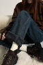 雪茜曼加絨加厚窄版闊腿牛仔褲女小個(gè)子直筒寬松冬季新款復古拖地褲 曬單實(shí)拍圖
