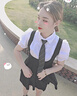 若卡姿小黑裙連衣裙女夏辣妹jk制服吊帶百褶裙泡泡袖襯衫領(lǐng)帶 襯衫+領(lǐng)帶+背帶裙(套裝) L _建議95-105斤 曬單實(shí)拍圖