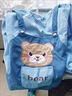 桑咻寶寶罩衣秋冬燈芯絨春季防水防臟反穿衣男童幼兒園吃飯衣嬰兒圍兜 藍熊-星背帶 15碼（建議1-2歲） 曬單實(shí)拍圖