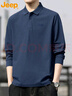 JEEP長(cháng)袖T恤男士polo打底衫春秋季新款寬松純色上衣男裝 藏青  3XL 曬單實(shí)拍圖