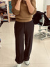 朗姿黑色高腰垂感闊腿褲顯瘦長(cháng)褲休閑褲秋季新款女士通勤褲子 黑色 L 曬單實(shí)拍圖