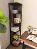 竹山下實(shí)木轉角置物架書(shū)架一體靠墻拐角中古三角收納儲物90度轉客廳角柜 胡桃色 | 4層 (32*32*132cm) 曬單實(shí)拍圖